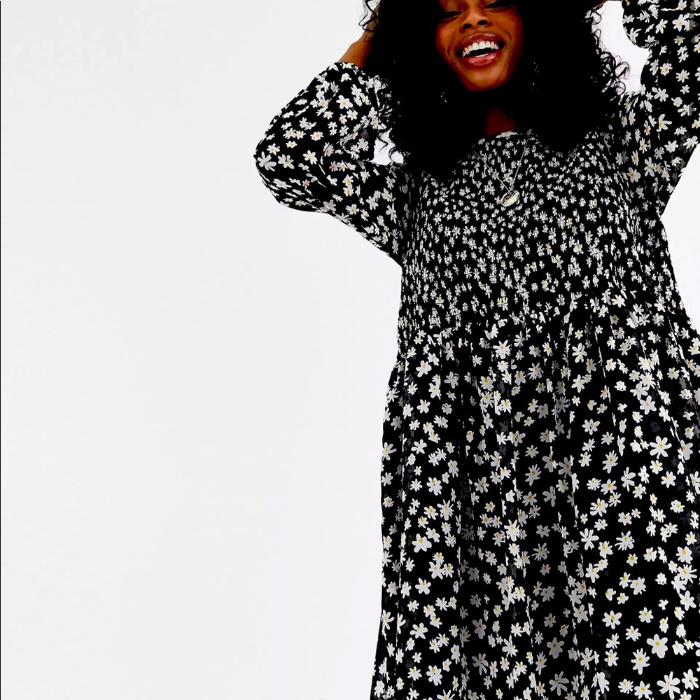 NEW ASOS mini smock baby doll dress in daisy floral print